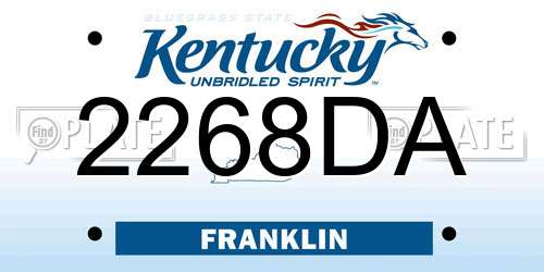 2268DA Kentucky License Plate