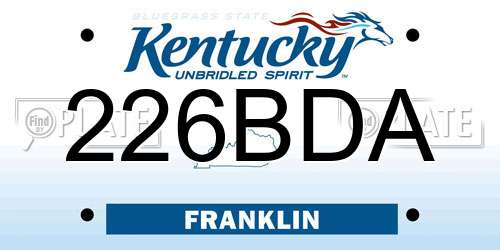226BDA Kentucky License Plate