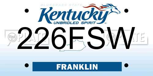 226FSW Kentucky License Plate