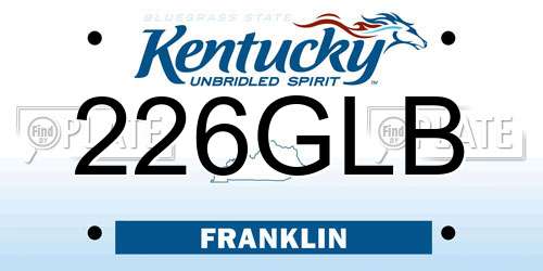 226GLB Kentucky License Plate