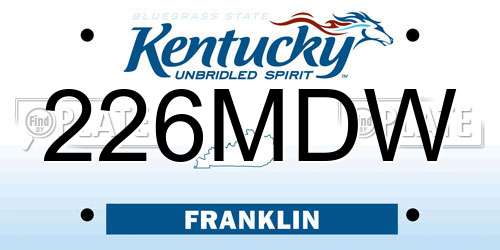 226MDW Kentucky License Plate