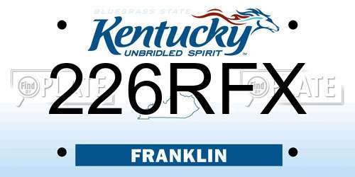 226RFX Kentucky License Plate
