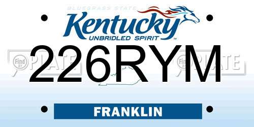 226RYM Kentucky License Plate