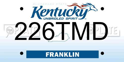 226TMD Kentucky License Plate