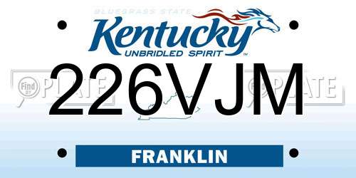 226VJM Kentucky License Plate