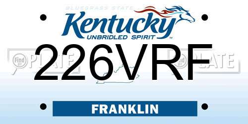 226VRF Kentucky License Plate