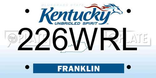226WRL Kentucky License Plate