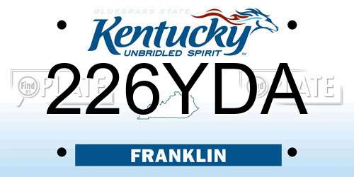 226YDA Kentucky License Plate