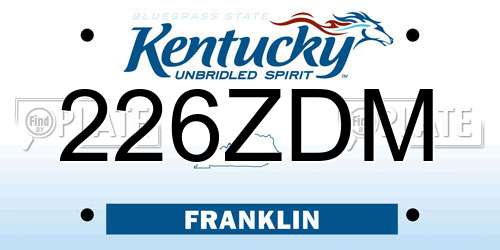 226ZDM Kentucky License Plate