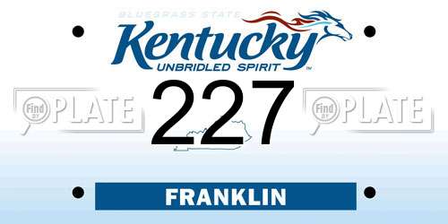 227 Kentucky License Plate
