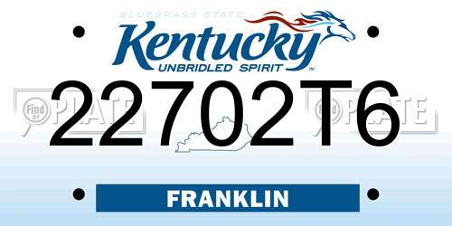 22702T6 Kentucky License Plate