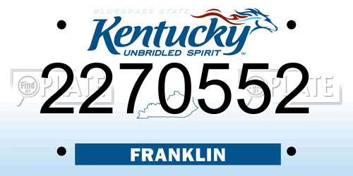 2270552 Kentucky License Plate