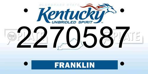 2270587 Kentucky License Plate