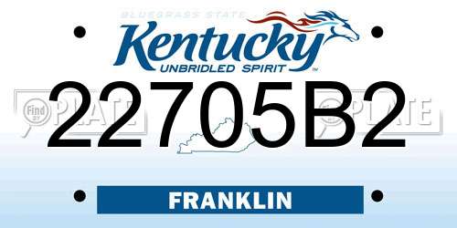 22705B2 Kentucky License Plate