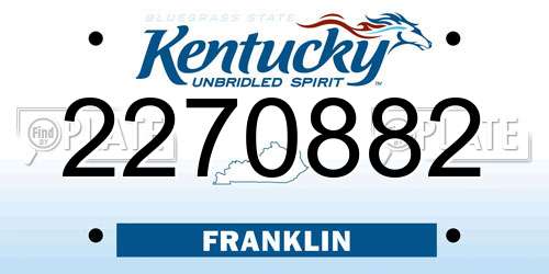 2270882 Kentucky License Plate