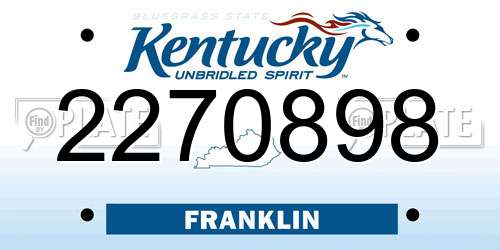 2270898 Kentucky License Plate