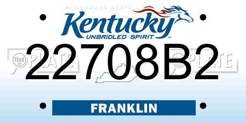 22708B2 Kentucky License Plate