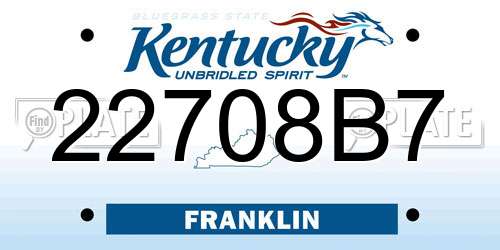 22708B7 Kentucky License Plate