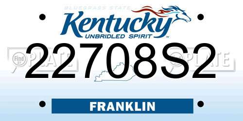 22708S2 Kentucky License Plate