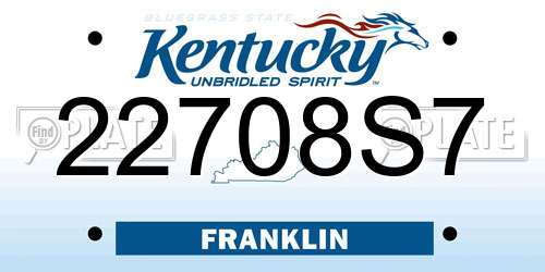 22708S7 Kentucky License Plate