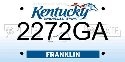 2272GA Kentucky License Plate