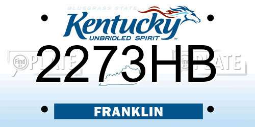 2273HB Kentucky License Plate