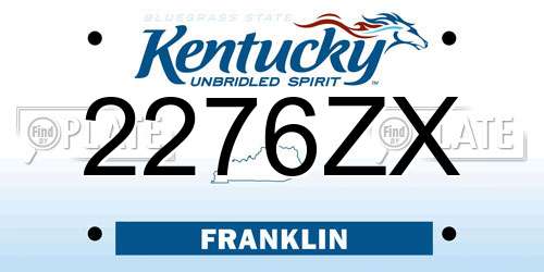 2276ZX Kentucky License Plate
