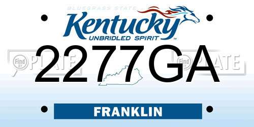 2277GA Kentucky License Plate