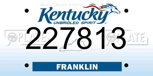 227813 Kentucky License Plate