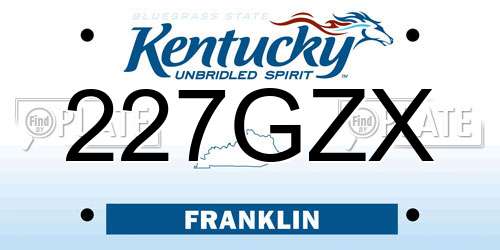 227GZX Kentucky License Plate