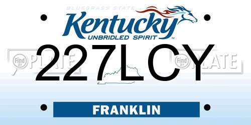227LCY Kentucky License Plate