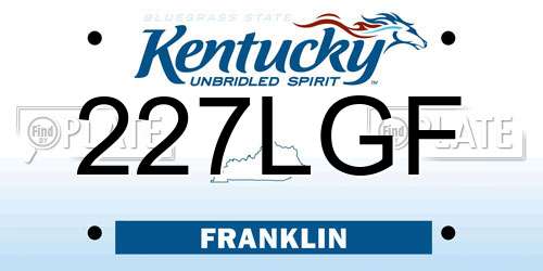 227LGF Kentucky License Plate