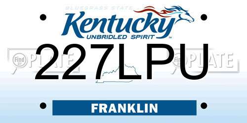 227LPU Kentucky License Plate