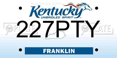 227PTY Kentucky License Plate