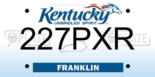 227PXR Kentucky License Plate