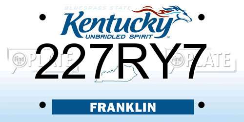 227RY7 Kentucky License Plate