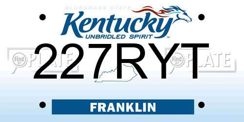 227RYT Kentucky License Plate