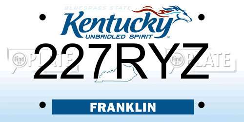 227RYZ Kentucky License Plate