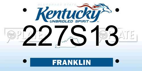227S13 Kentucky License Plate