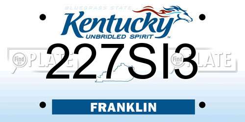 227SI3 Kentucky License Plate