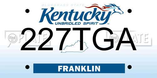 227TGA Kentucky License Plate