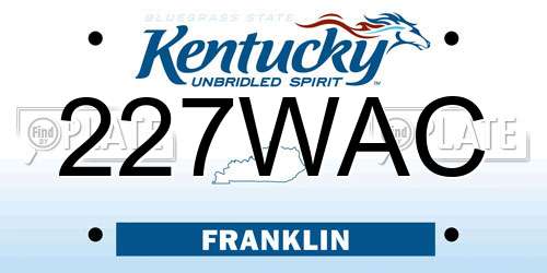 227WAC Kentucky License Plate