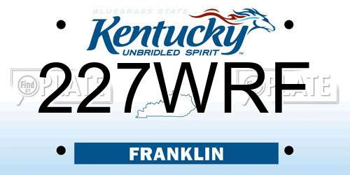 227WRF Kentucky License Plate