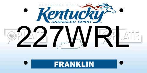 227WRL Kentucky License Plate