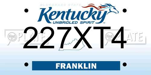 227XT4 Kentucky License Plate