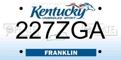 227ZGA Kentucky License Plate