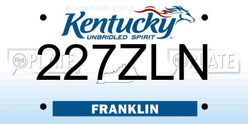 227ZLN Kentucky License Plate