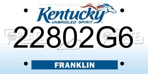 22802G6 Kentucky License Plate