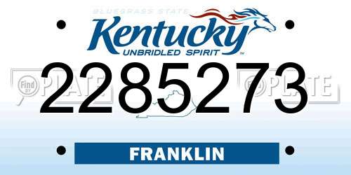 2285273 Kentucky License Plate