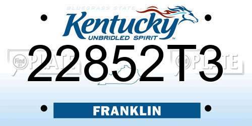 22852T3 Kentucky License Plate